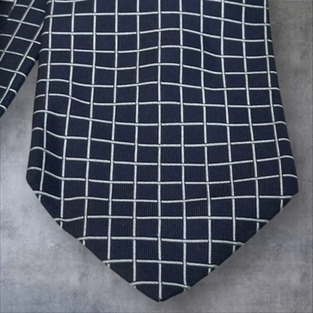 Brooks Brothers Makers Silk Tie Blue Window‎ Pane Check Silk Tie 3.75